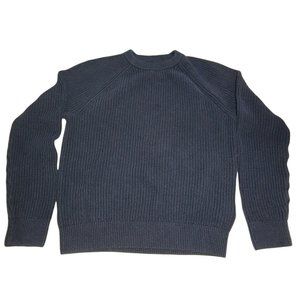 Abercrombie And Fitch Medium OVERSIZED Sweater Navy Blue Cable Knit Pullover